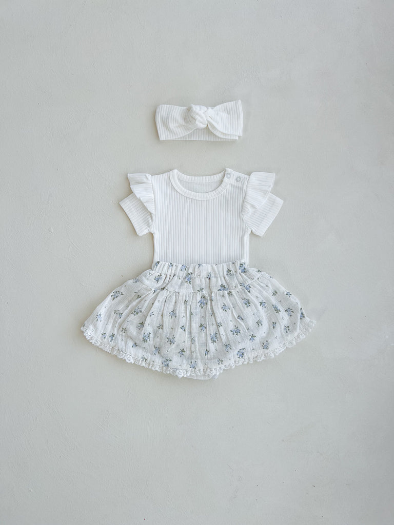 Organic Ribbed Short Sleeve Frill Bodysuit