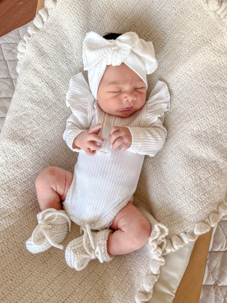 Organic Ribbed Frill Bodysuit