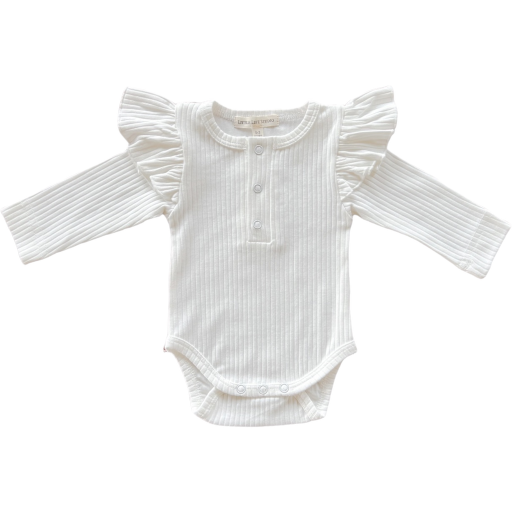 Organic Ribbed Frill Bodysuit