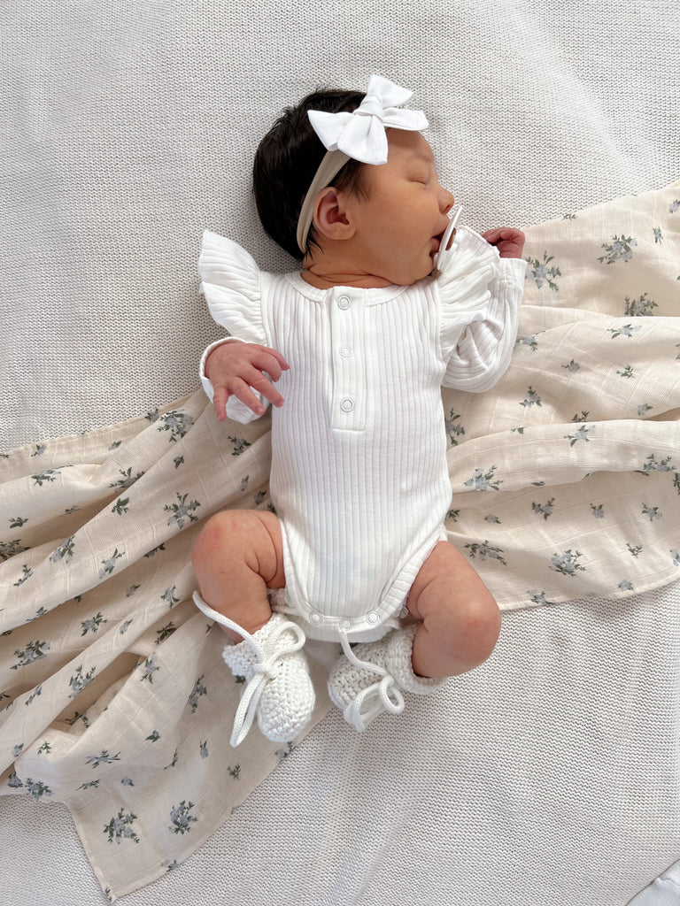 Organic Ribbed Frill Bodysuit